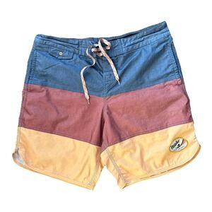 Howler Brothers Buchannon Boardshorts Men 34 Blue Red Yellow Swim Surf